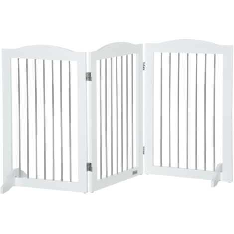 Barrière de sécurité pliable 3 panneaux 154x30x80 cm, blanche - Pour chiens et enfants - Idéale pour porte et escalier