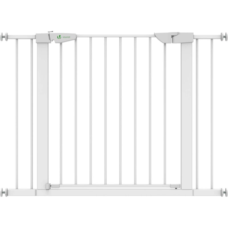 Vounot - Barrière de sécurité porte et escalier 100-108cm blanc pour bébé et chien - Sans perçage - Fermeture magnétique - Double verrouillage