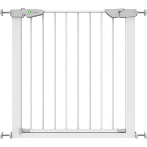 Barrière de sécurité porte et escalier 75-84cm blanc pour bébé et chien - Sans perçage - Fermeture magnétique - Double verrouillage