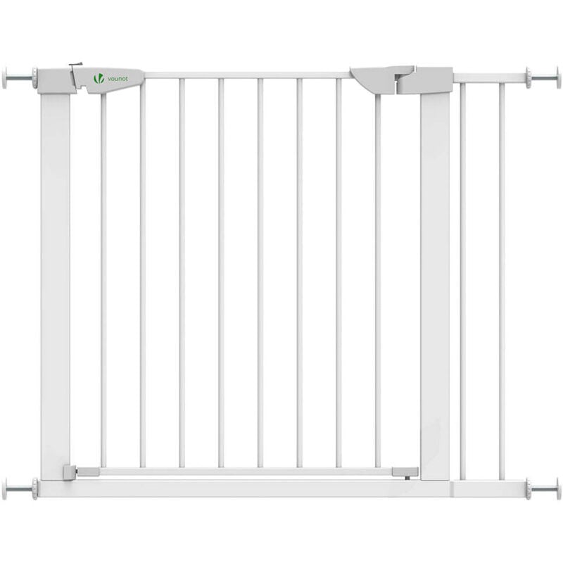 Vounot - Barrière de sécurité porte et escalier 88-96cm blanc pour bébé et chien - Sans perçage - Fermeture magnétique - Double verrouillage