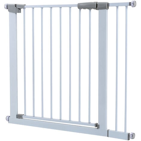 LARS360 Barrière de protection pour bébé - Fermeture automatique des  grilles d'escalier - Sans perçage de grilles de porte + étagère d'extension  de 10 cm - Extensible jusqu'à 95 cm - Blanc 