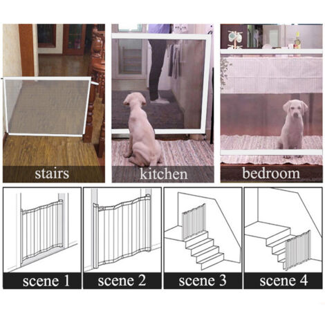 Barrière de Sécurité pour Animaux Domestiques, Amovible et Pliable, Blanche 28.3 x 47.2 Pouces
