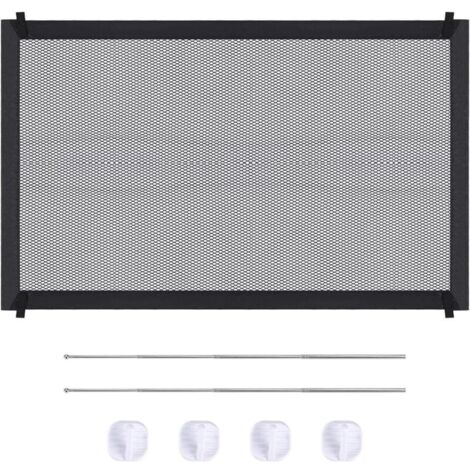 Barrière de sécurité pour chien 110 × 72 cm – Nylon résistant et acier inoxydable – Installation rapide avec crochets et poteaux inclus