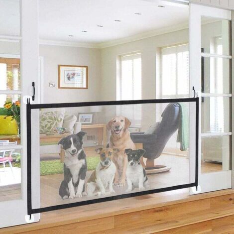 Barrière de Sécurité pour Chien Animal Domestique Barrière pour Chien Extensible Portable Barrière Porte en Filet Pliable Porte Magique pour Chien pour Cuisine Escalier Couloirs Bébé