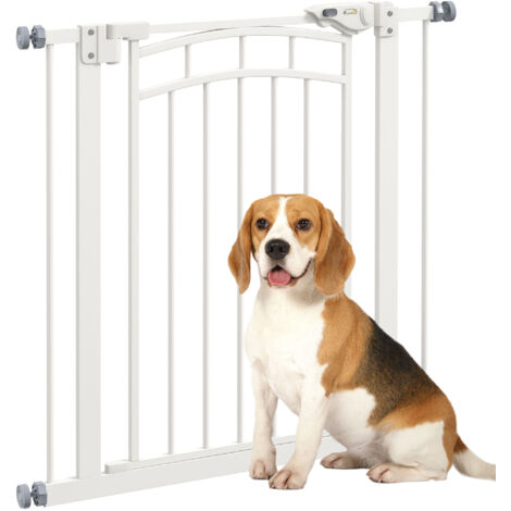 Barrière de sécurité pour chien barrière d'escalier extensible double verrouillage 74-80 x 76 cm blanc