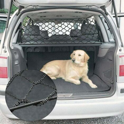 Barrière de Sécurité pour Chien en Voiture Filet de Protection pour Coffre Arrière Noir 90X40 cm