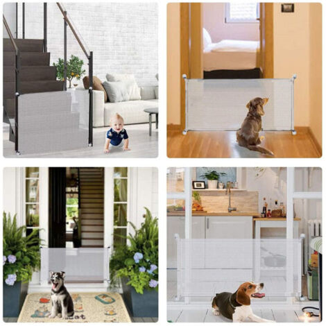 Barrière de Sécurité pour Chiens et Chats, Porte d'Isolation Intérieure Pliante et Portable, 28.3 x 70.9 cm, Blanche