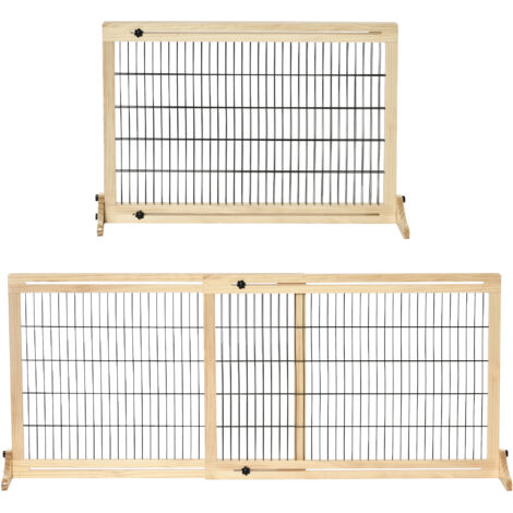 Barrière de sécurité pour chiens, grille de protection pour escalier, 180 cm de hauteur, réglable en hauteur, couleur bois et noir