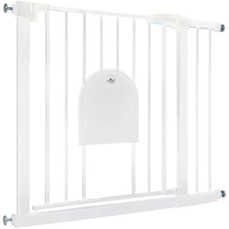 comprenant porte pour animaux, barrière d'escalier Barrière de sécurité N Stop sans perçage et grille métallique largeur 75-85 cm - blanc NAIZY