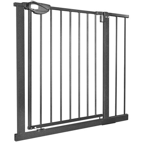 Barrière de Sécurité pour enfants, barrière d'escalier avec sans perçage et grille métallique - Noir 75 - 85 cm de large NAIZY