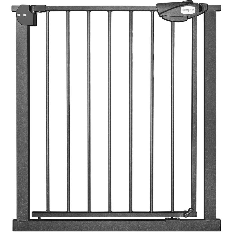 Naizy - Barrière de Sécurité pour enfants, barrière d'escalier avec sans perçage et grille métallique - Noir 75 - 85 cm de large