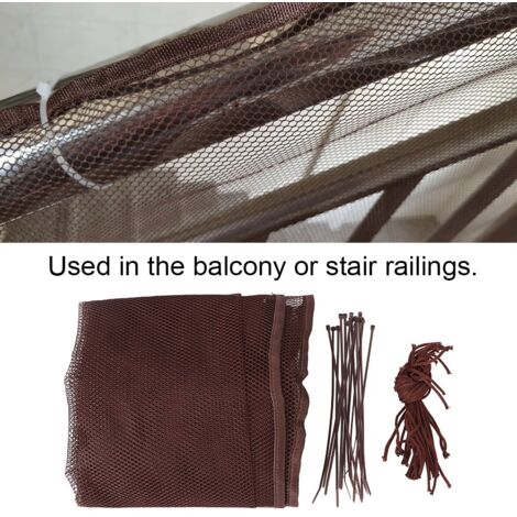 Barrière de sécurité pour escaliers et balcon 3 mètres - Filet polyester épais - Protecteur enfants et animaux - Inclut 15 attaches PP et corde