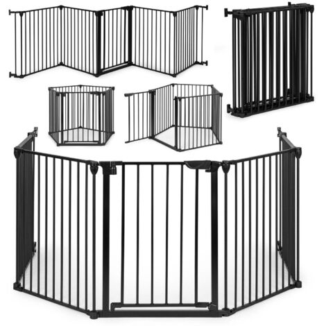 Barriere de securite pour parc pour enfants et animaux domestiques 5 panneaux 60 cm metal noir ecotoys