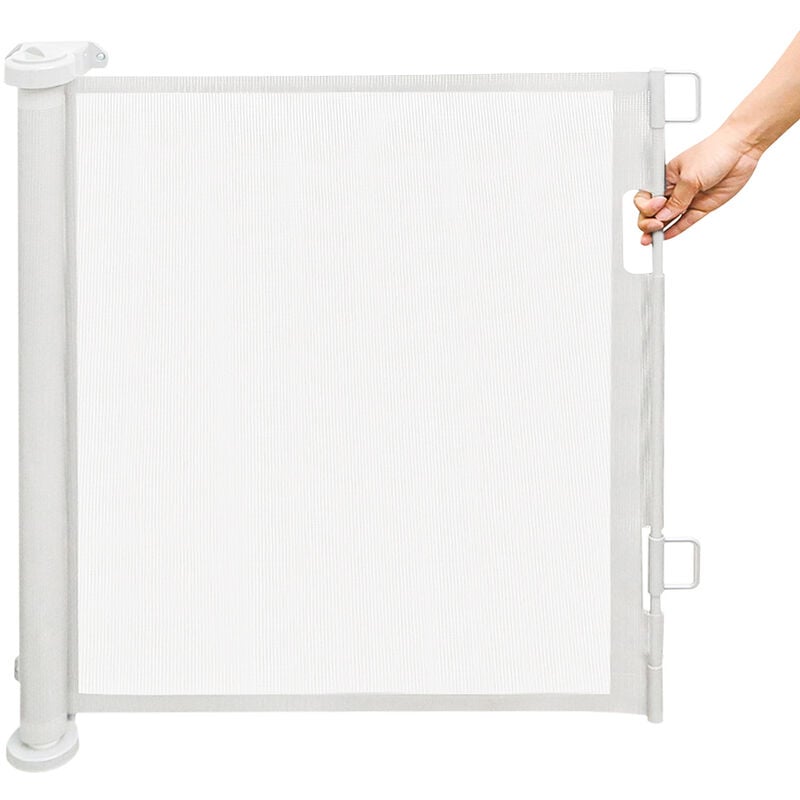 Sifree - 0-150cm Barrière de Sécurité Rétractable, Barriere Retractable pour Bébés Enfant et Chiens, Barriere de Securite Enroulable pour Escaliers,