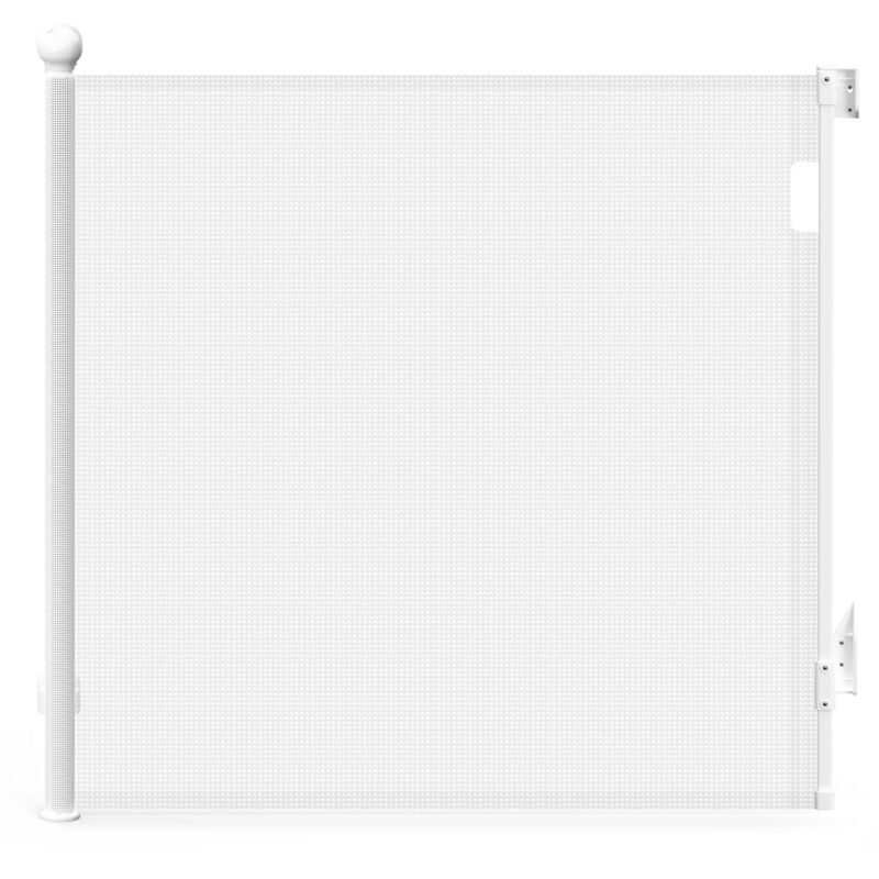 Vounot - Barrière de sécurité rétractable haute 180x96cm blanc - Double verrouillage à une main - Pour bébé enfant et chien