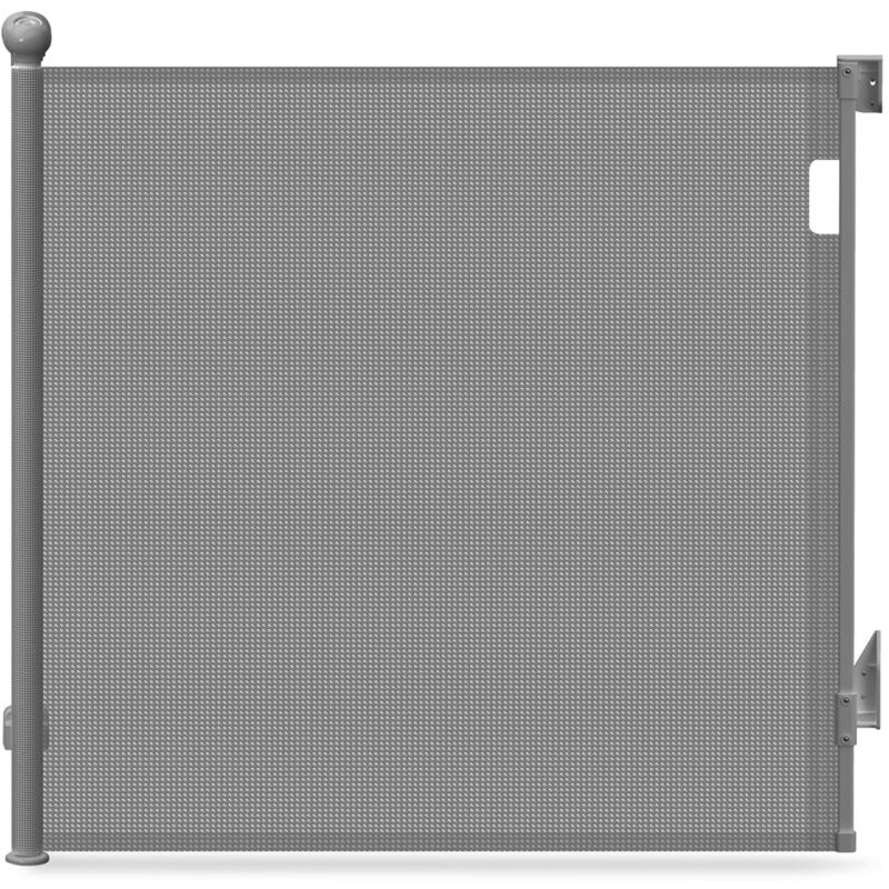 Vounot - Barrière de sécurité rétractable haute 180x96cm gris - Double verrouillage à une main - Pour bébé enfant et chien
