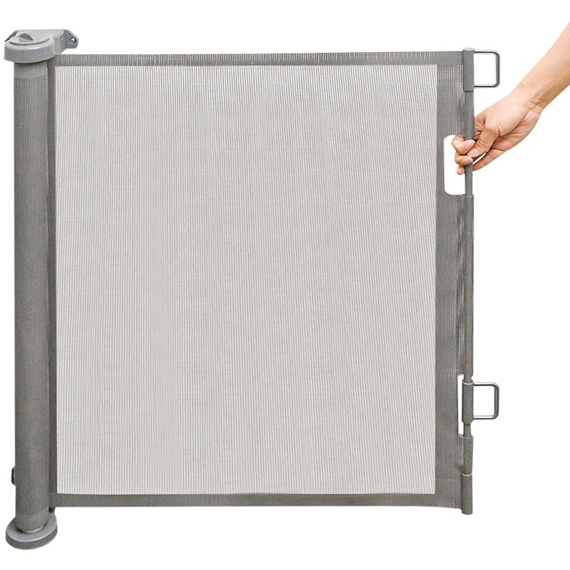 Yongqing - Barrière de Sécurité Rétractable pour Bébés Enfant et Chiens 0-180cm pour Les Escaliers/Portes/Couloirs-gris