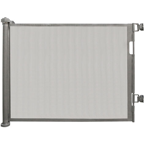 Barrière de Sécurité Rétractable pour Bébés et Chiens 0-180 cm, Barriere de Securite Enfant Extensible Opération à Une Main, Barrière Sécurité Relocalisable pour Les Escaliers/Portes,Gris