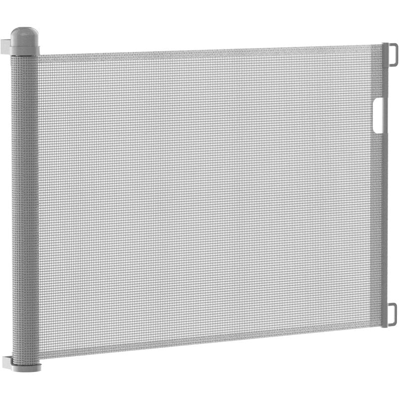 Naizy - Barrière de Sécurité Rétractable pour Bébés et Chiens - 0 à 300 cm - Barrière de Sécurité Extensible et Enroulable Gris