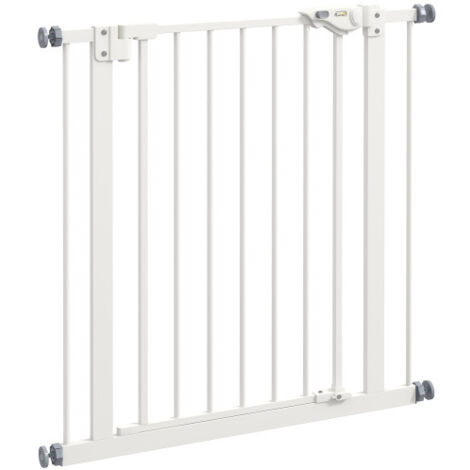 Barrière de sécurité sans perçage largueur réglable 74-80 Double Verrouillage Fermeture Automatique barrière Chien pour Porte Couloir escalier Acier Blanc