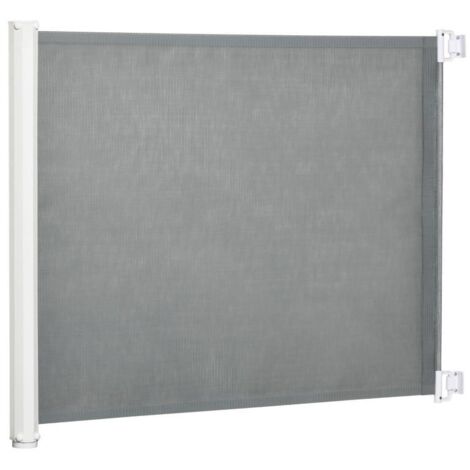 Barrière d’escalier en métal et plastique, coloris gris, solide et pratique, idéale pour sécuriser escaliers et espaces de passage