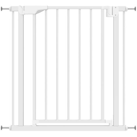 Barrière d'escalier sans perçage, à fermeture automatique, pour enfants, cuisine, escaliers, 76-82 x 76 cm, blanche