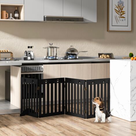 Barrière en Bois pour Chiens Panneaux Flexibles 60cm Marron CW79470