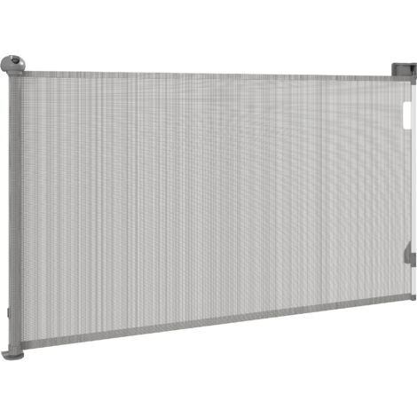 Barrière escamotable pour chien 149 cm verrouillage auto - gris