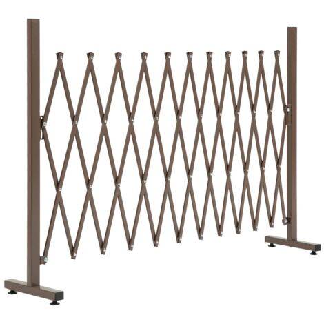 Barrière extensible aluminium marron 35-300x31x103,5 cm, grille ciseaux pour parking ou jardin . Idéale sécurité et clôture