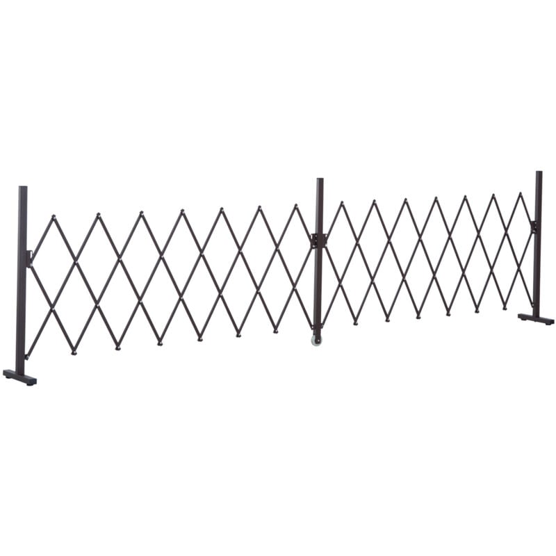 Barrière extensible rétractable barrière de sécurité avec roulette 405L x 31l x 104H cm alu métal chocolat