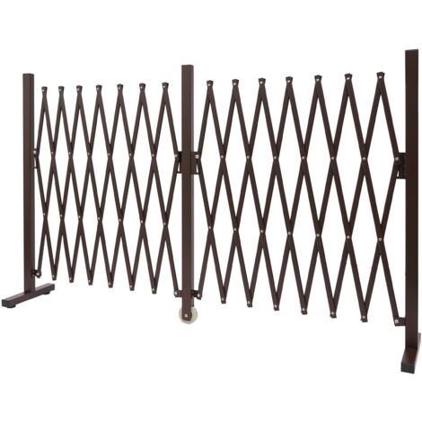 Barrière grille de protection clôture grille à ciseaux aluminium extensible marron hauteur 103 cm largeur 52-400 cm 040006982