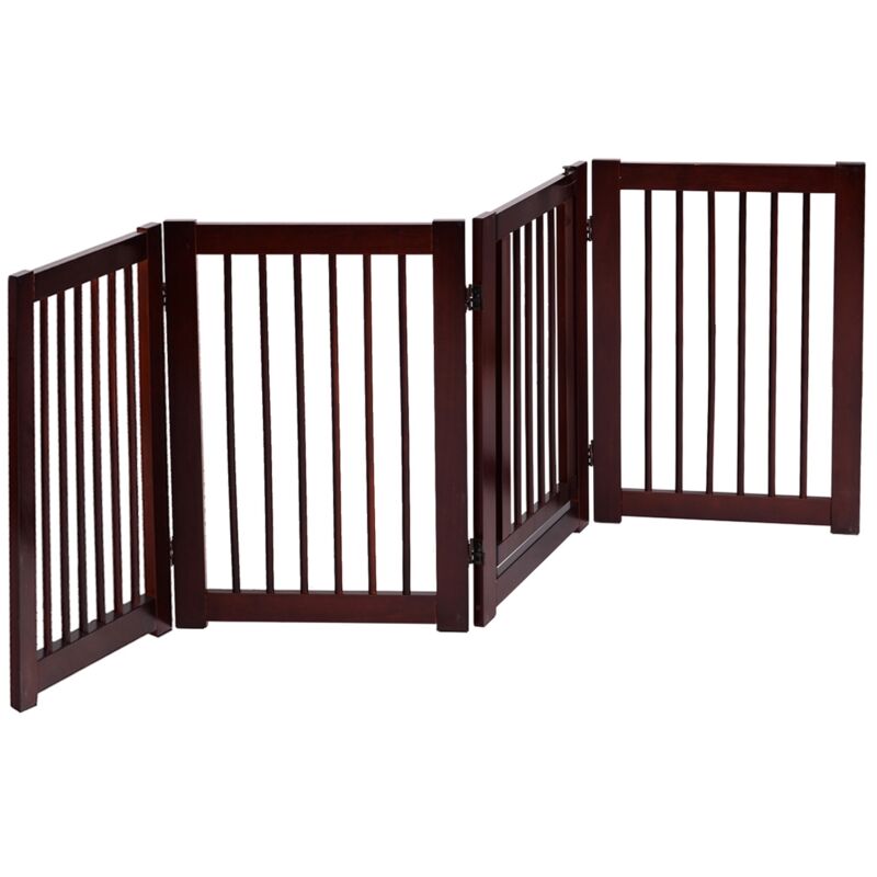 Maisonchic - Barrière Pliable 4 Panneaux pour Animaux en Bois de Pin 203x76cm Bordeaux CWXT4176 design in