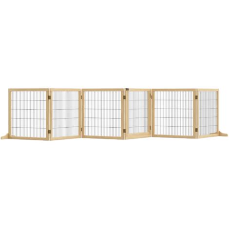 Barrière pour animaux de chiens, bois de pin, pliable 432 x 36 x 70c m, naturelle