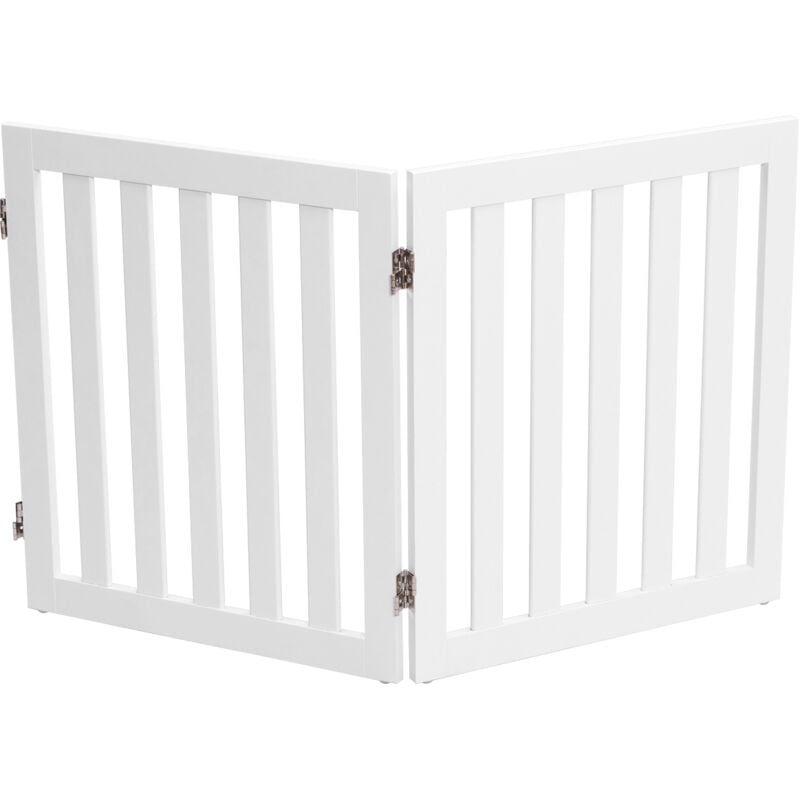 Maisonchic - Barrière pour Animaux de Compagnie de 60cm avec 2 Panneaux Extensibles Clôture en Bois Autoportante avec 2 Pieds Adapté aux Escaliers