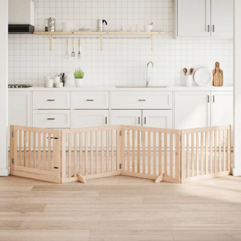 TORANA Barrière pour chien avec porte pliable 4 panneaux 320 cm Bois de peuplier