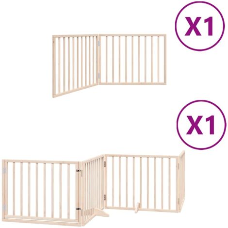 Barrière pour chien avec porte pliable 6 panneaux bois peuplier CFW22240