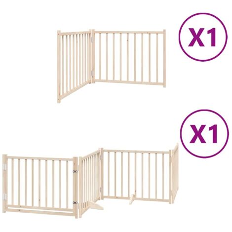 Barrière pour chien avec porte pliable 6 panneaux bois peuplier CFW36740