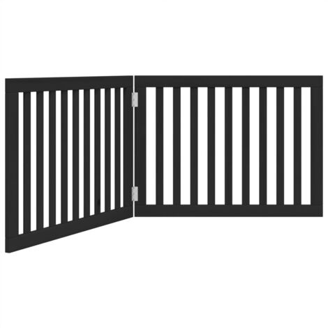 Barrière pour chien Barrière de sécurité pliable 2 panneaux noir bois de peuplier CFW37835