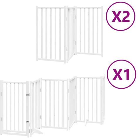Barrière pour chien  Barrière de sécurité porte pliable 12 panneaux bois de peuplier CFW21995