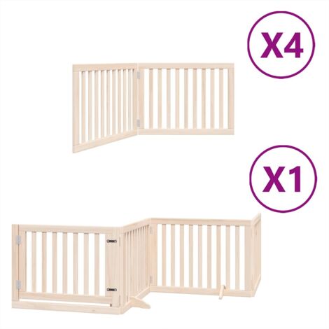Barrière pour chien  Barrière de sécurité porte pliable 12 panneaux bois de peuplier CFW50762