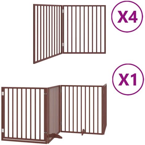 Barrière pour chien  Barrière de sécurité porte pliable 12 panneaux bois de peuplier CFW59400