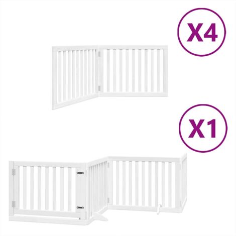 Barrière pour chien  Barrière de sécurité porte pliable 12 panneaux bois de peuplier CFW62221