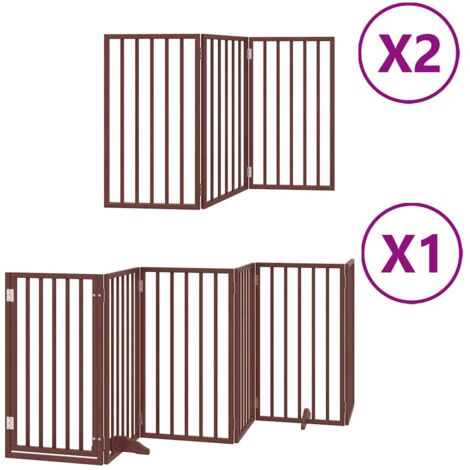 Barrière pour chien  Barrière de sécurité porte pliable 12 panneaux bois de peuplier CFW67928