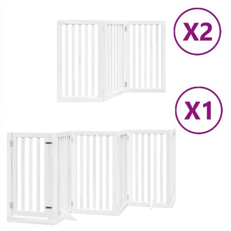 Barrière pour chien  Barrière de sécurité porte pliable 12 panneaux bois de peuplier CFW72427