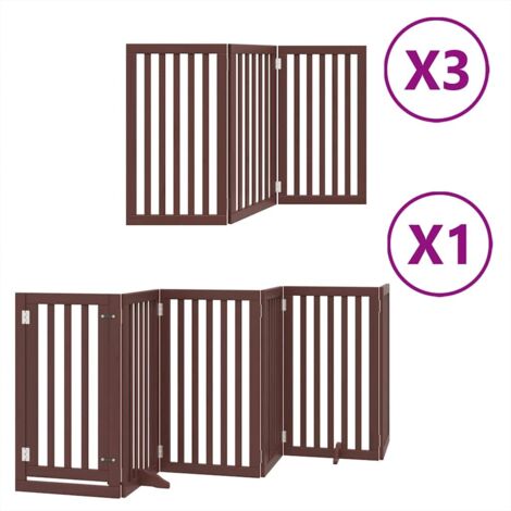 Barrière pour chien  Barrière de sécurité porte pliable 15 panneaux bois de peuplier CFW33679