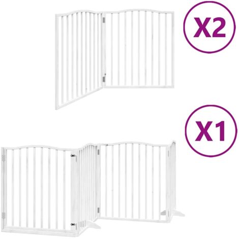 Barrière pour chien  Barrière de sécurité porte pliable 8panneaux blanc bois peuplier CFW53674