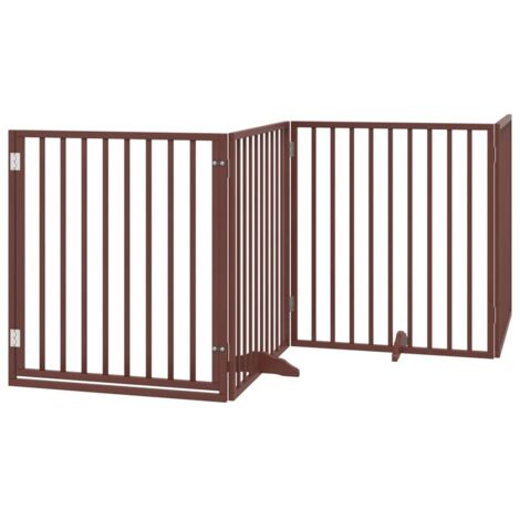 Barrière pour chien  Barrière de sécurités avec porte 4 panneaux bois de peuplier CFW63243