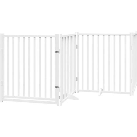 Barrière pour chien  Barrière de sécurités avec porte 4 panneaux bois de sapin massif CFW28065