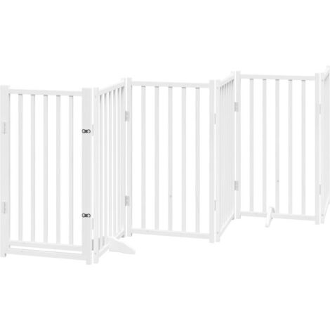Barrière pour chien  Barrière de sécurités avec porte 6 panneaux bois de sapin massif CFW12135