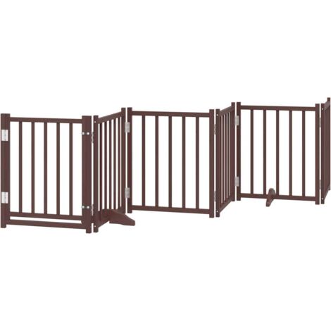 Barrière pour chien  Barrière de sécurités avec porte 6 panneaux bois de sapin massif CFW44040